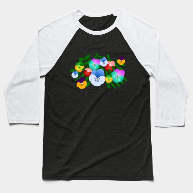 colorful pansies, violets, pansy, viola Baseball T-Shirt by rh_naturestyles